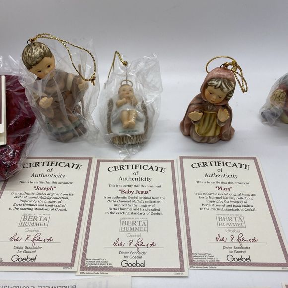 1996 Goebel Studio Berta Hummel Nativity Set - 6 - Cards & Boxes 3 Kings, Jesus - Picture 2 of 16